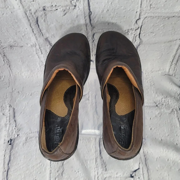 Born Womens‎ 8.5 Toby II Casual Slip On Wedge Clogs Brown Leather Nursing Shoes - Picture 4 of 9